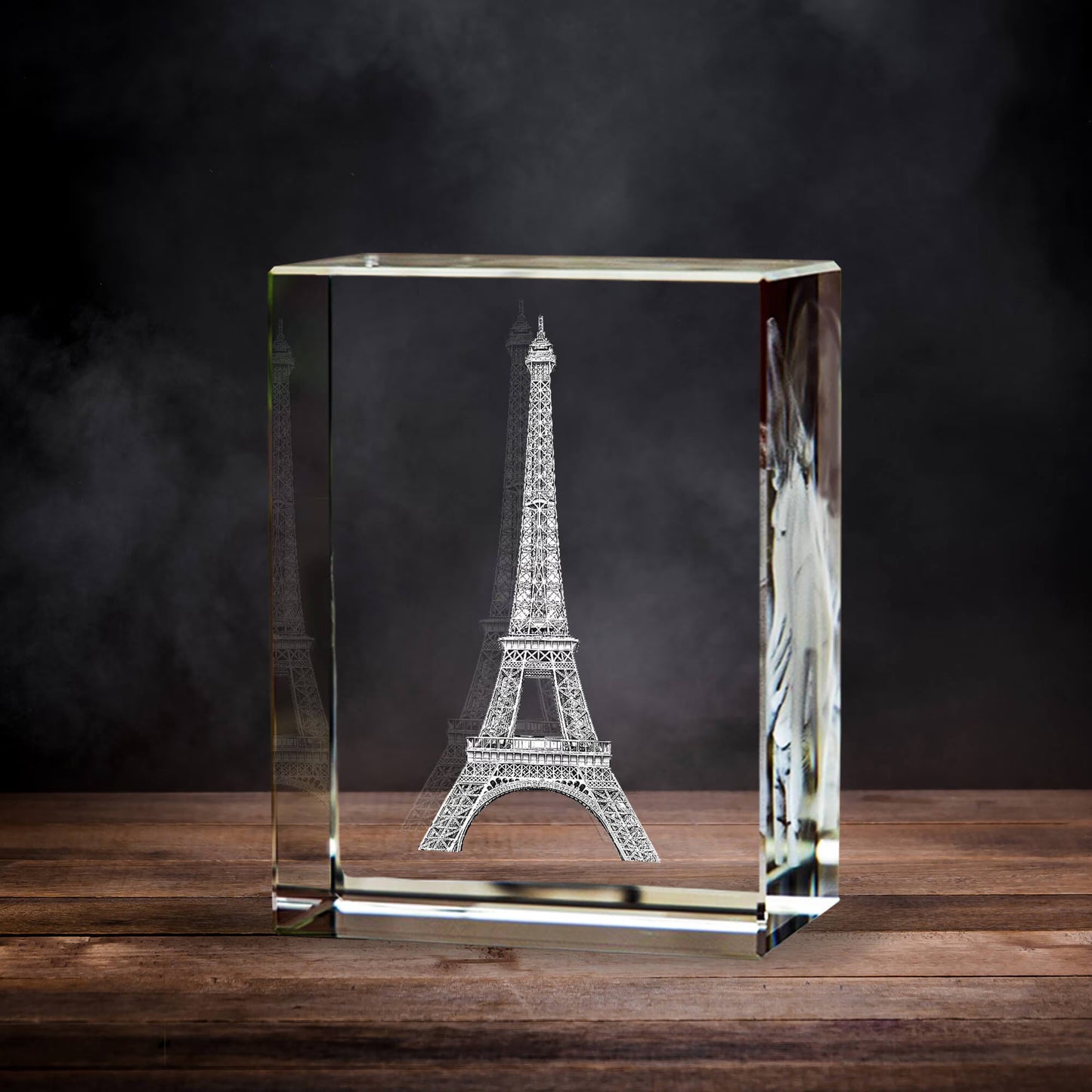 3D Laser Gifts® Pre-Design Crystal Rectangle - Eiffel Tower