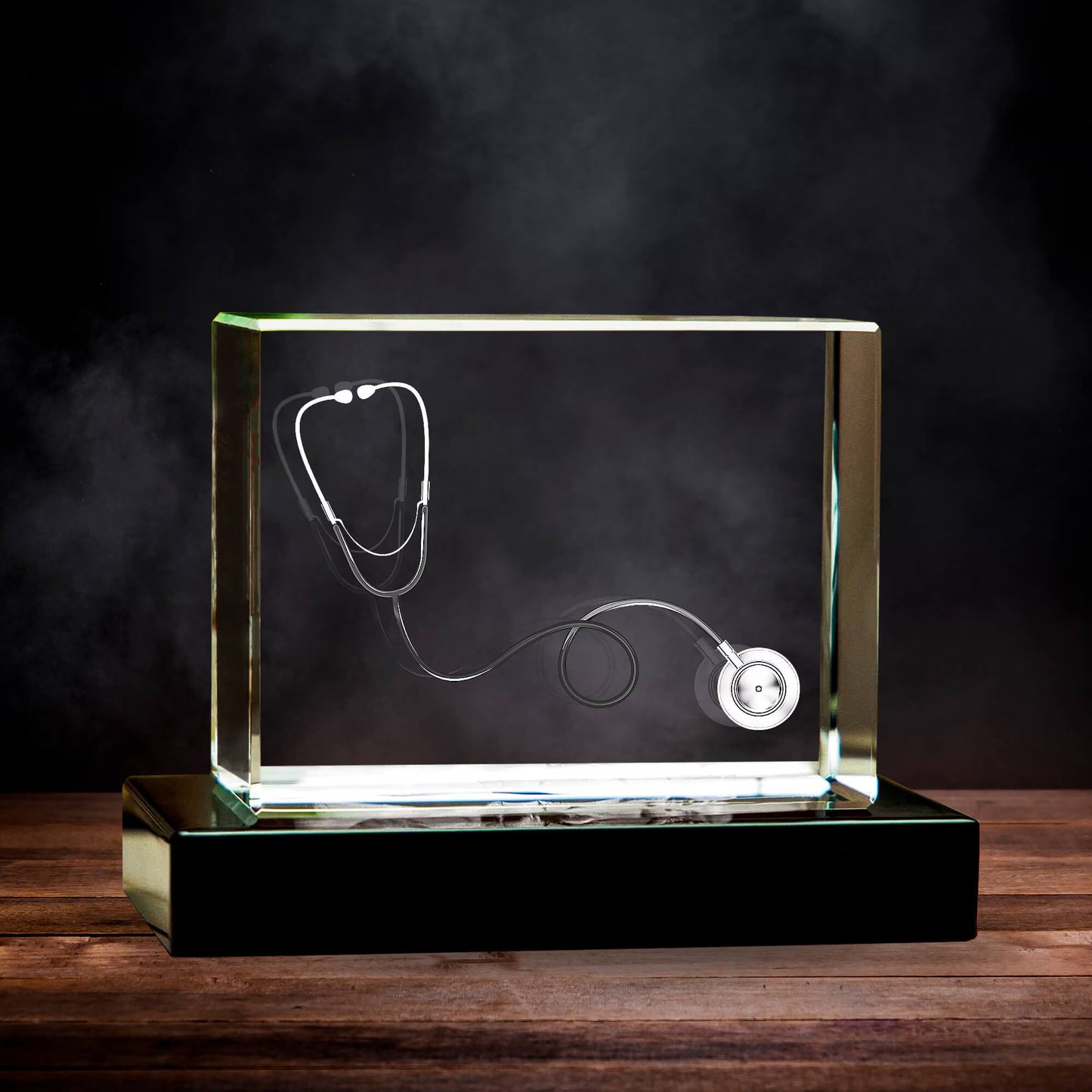 3D Laser Gifts® Pre-Design Crystal Rectangle - Stethoscope