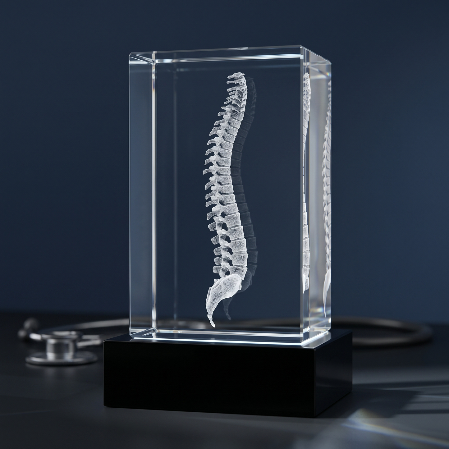 3D Laser Gifts® Pre-Design Crystal Rectangle - Spine Anatomy