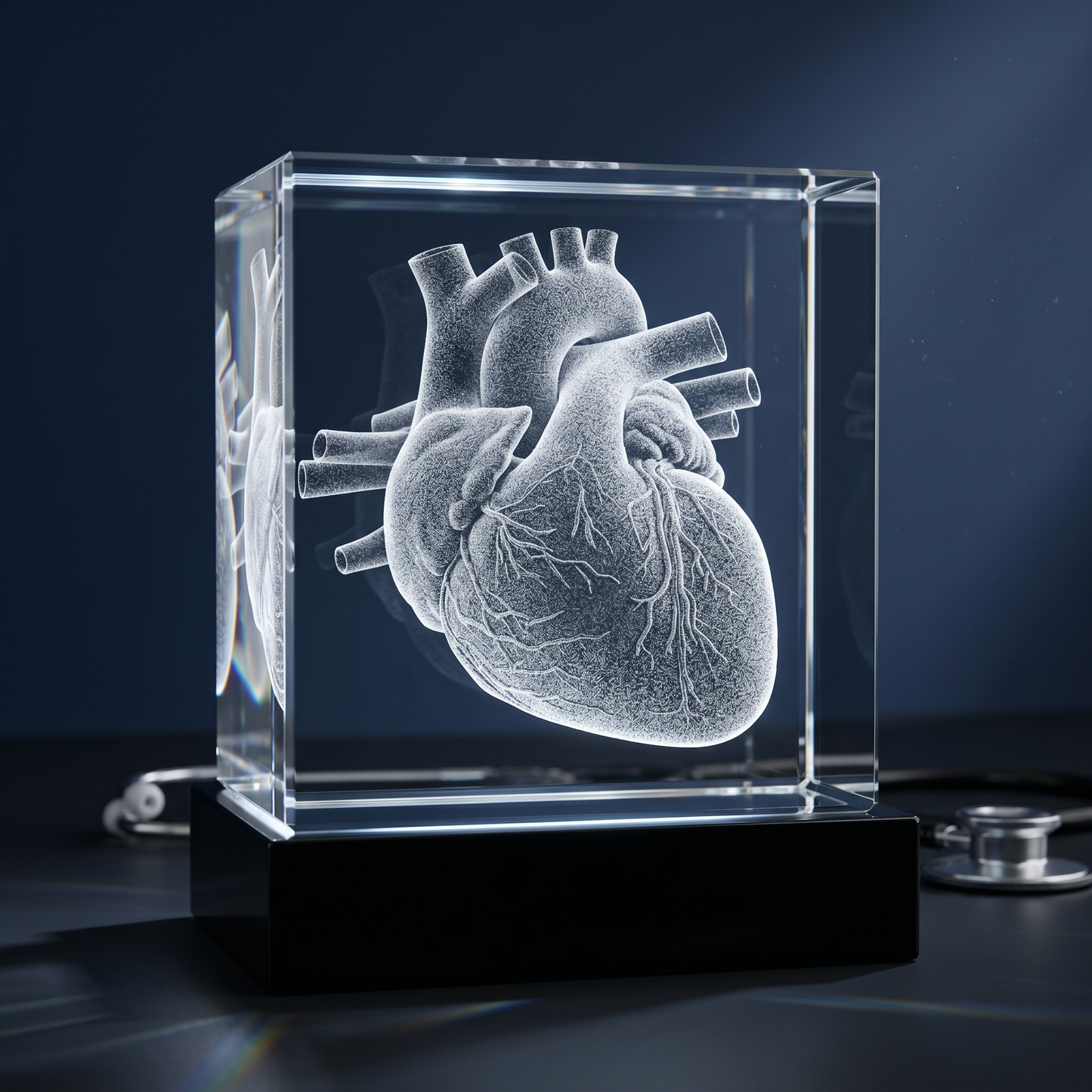 3D Laser Gifts® Pre-Design Crystal Square - Heart Anatomy