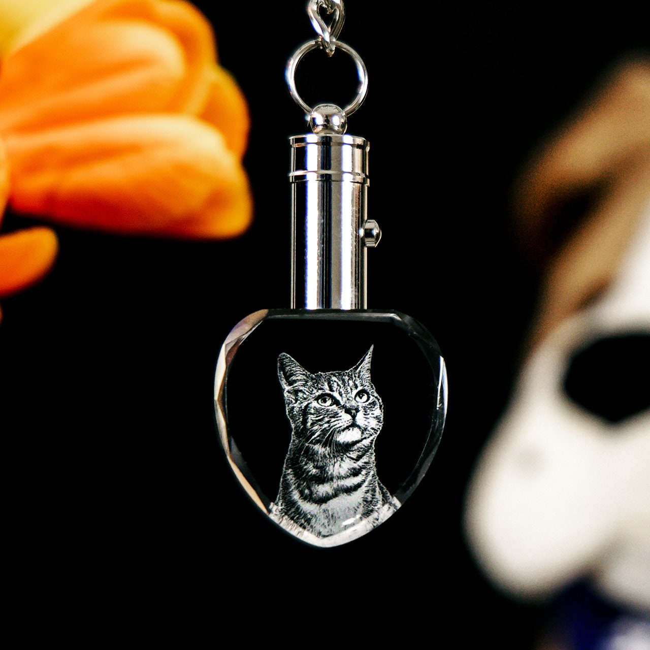 3D Laser Gifts® Photo Crystal Keychain Heart