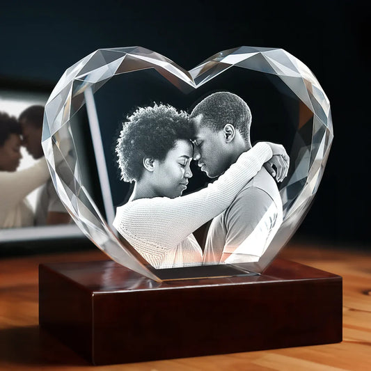 3D Laser Gifts® Multifacet Photo Crystal Heart