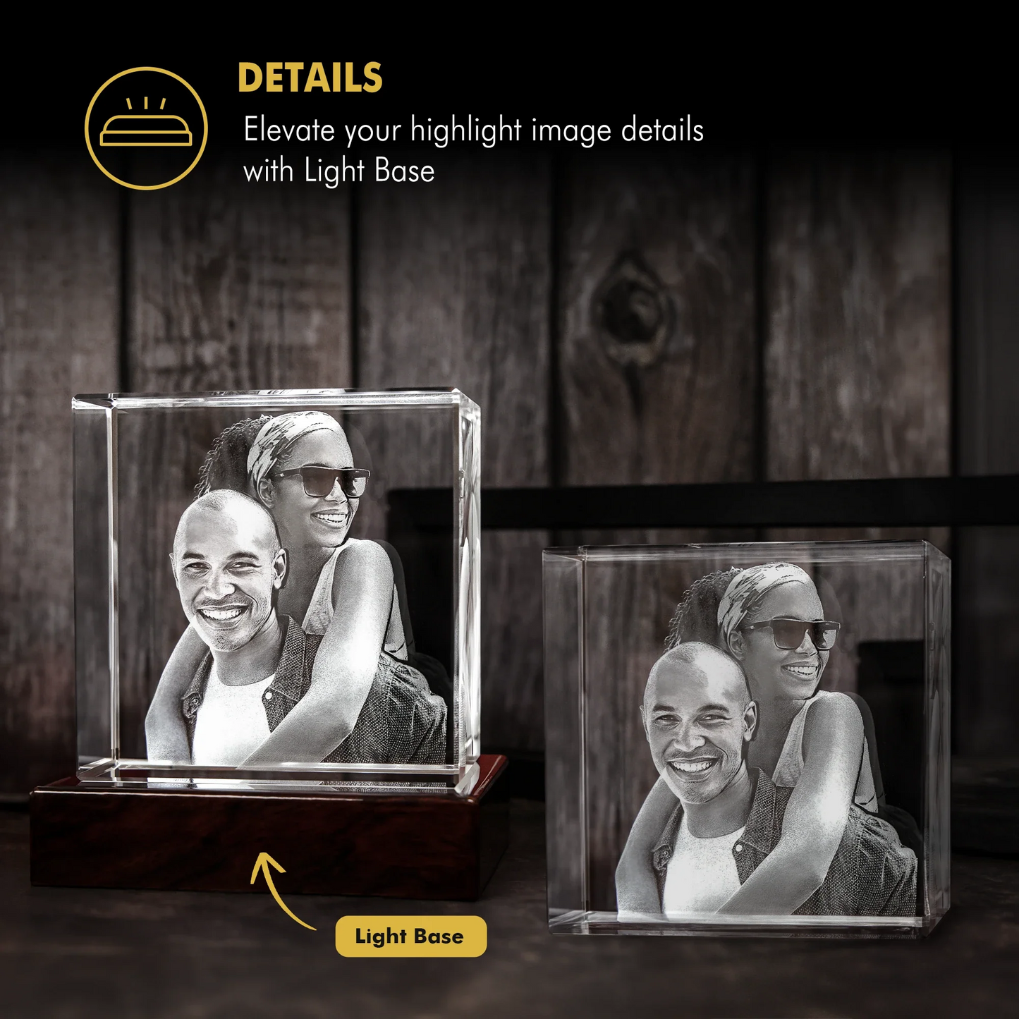 3D Laser Gifts® Photo Crystal Square Memorial