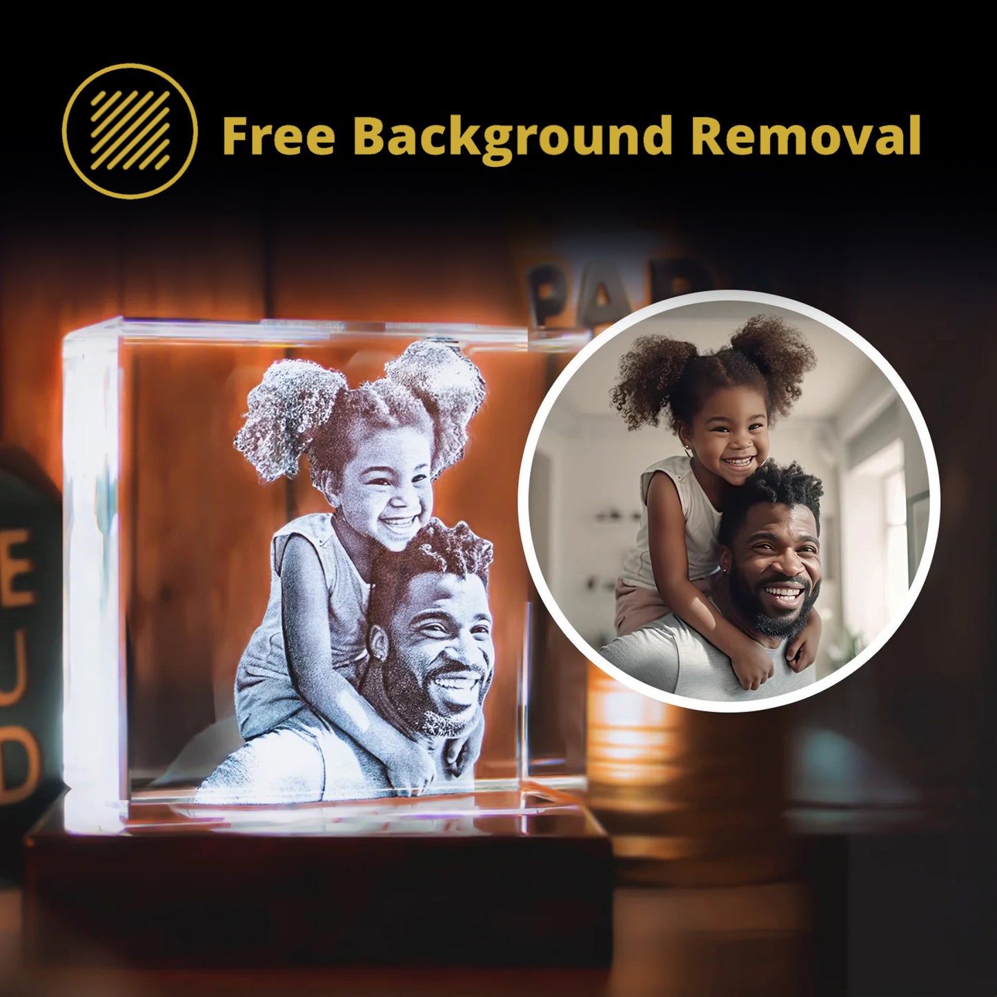 3D Laser Gifts® Photo Crystal Square Memorial