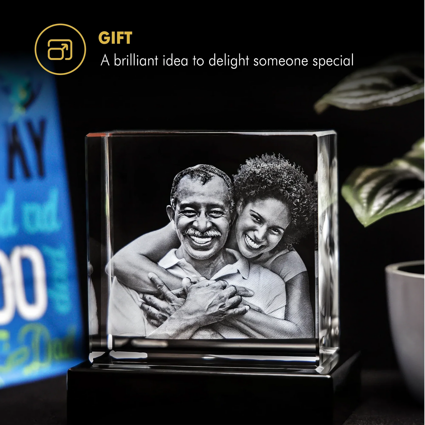 3D Laser Gifts® Photo Crystal Square Memorial