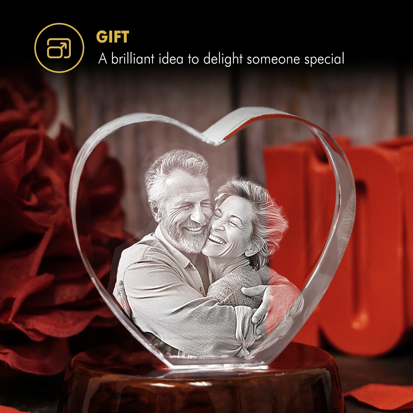 3D Laser Gifts® Photo Crystal - Heart