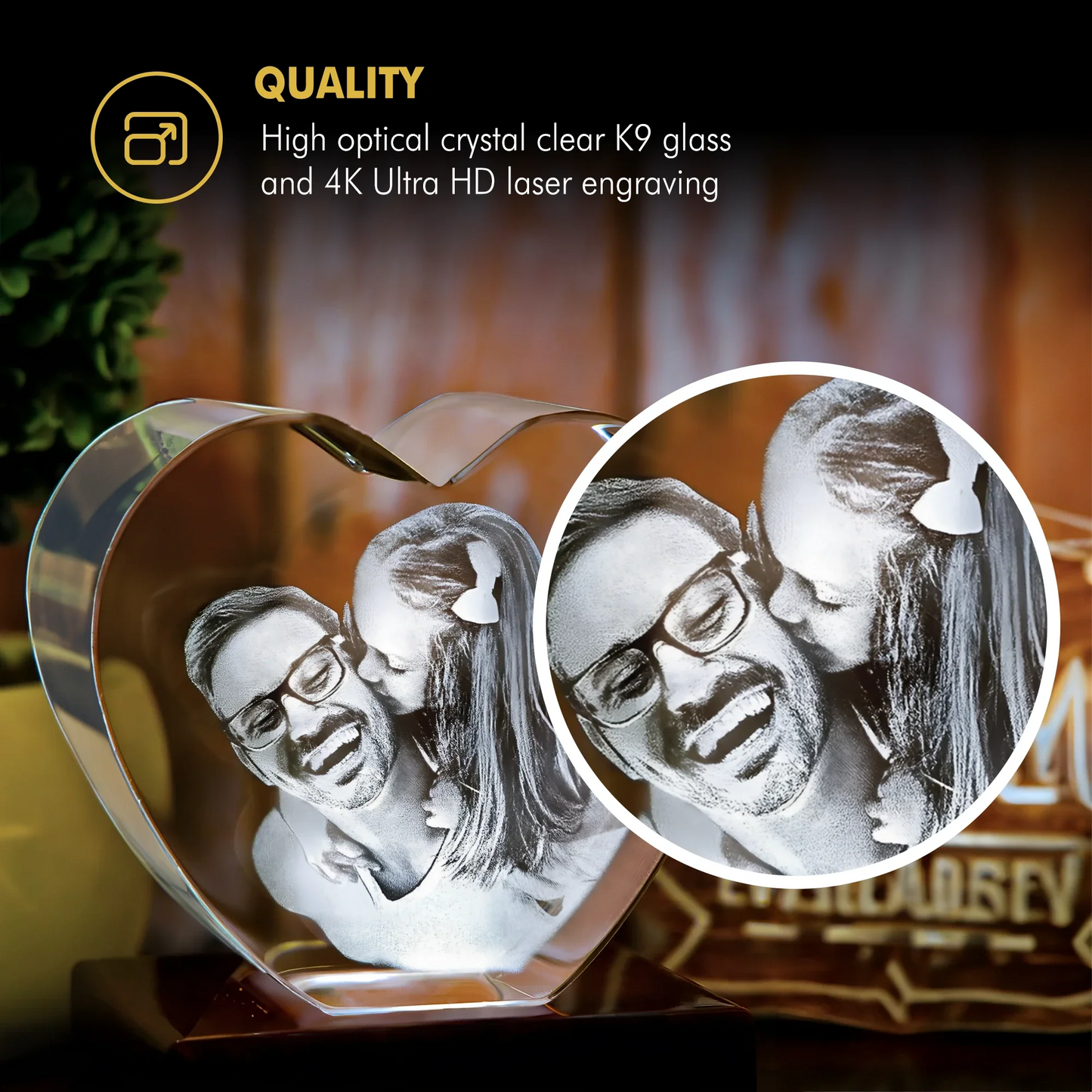 3D Laser Gifts® Photo Crystal - Heart