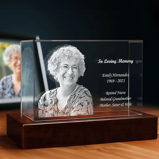 3D Laser Gifts® Photo Crystal Rectangle Memorial