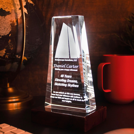 3D Laser Gifts® Crystal Facet Tower