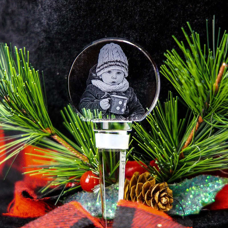 3D Laser Gifts® Crystal Bottle Stopper Circle