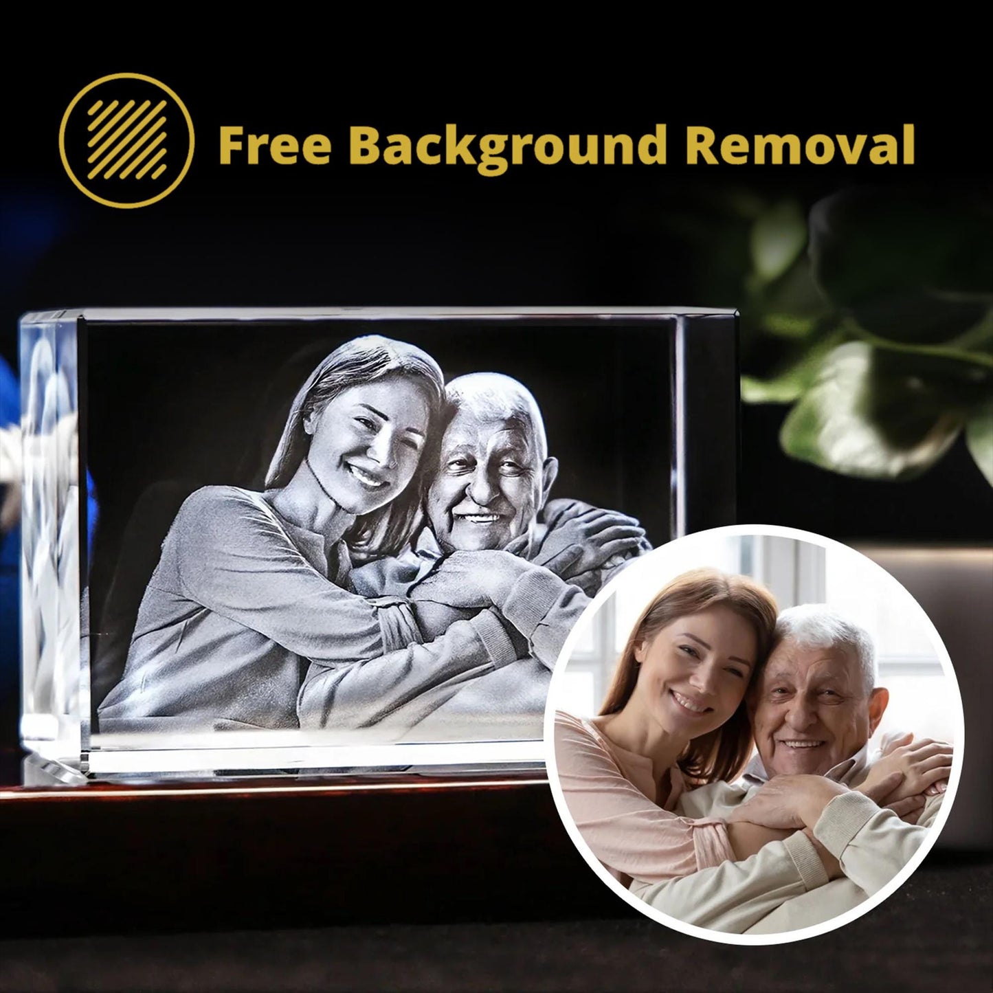 3D Laser Gifts® Photo Crystal Rectangle Memorial