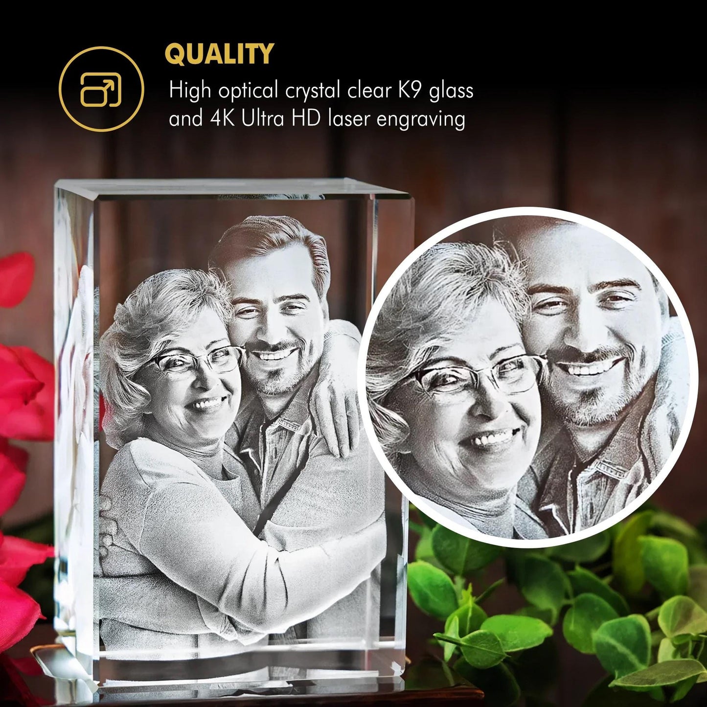 3D Laser Gifts® Photo Crystal Rectangle Memorial