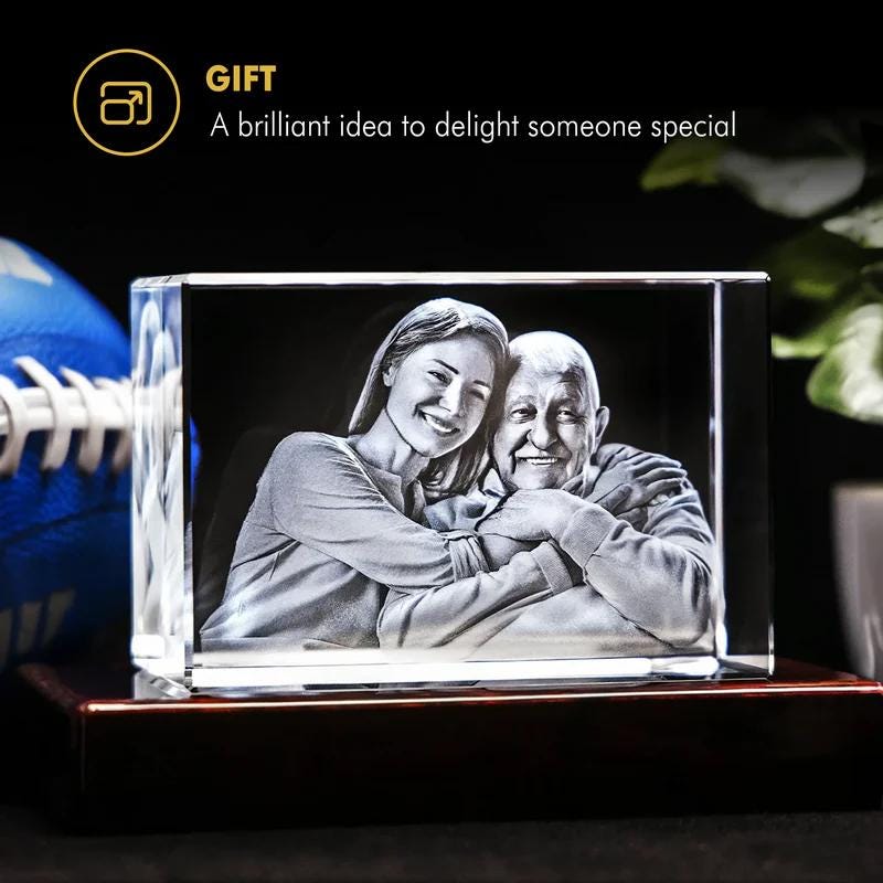 3D Laser Gifts® Photo Crystal Rectangle Memorial