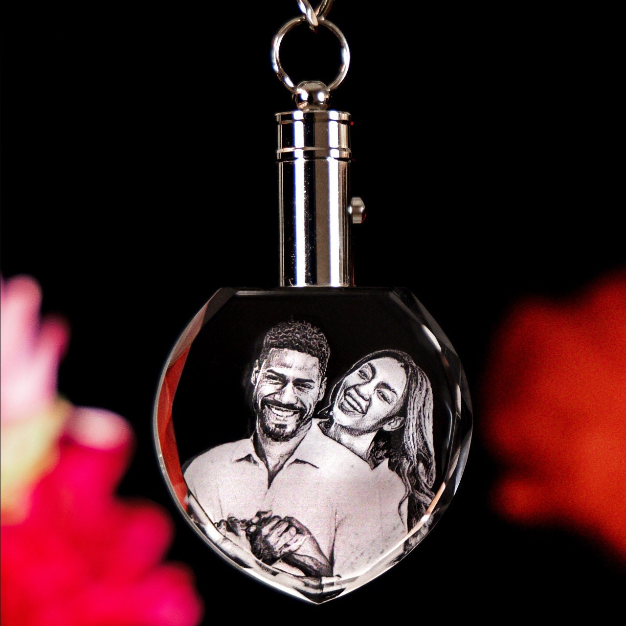 3D Laser Gifts® Photo Crystal Keychain Heart